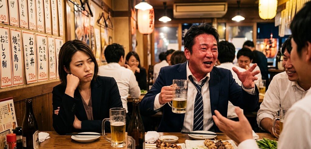 冷ややかな目で見ている同僚
