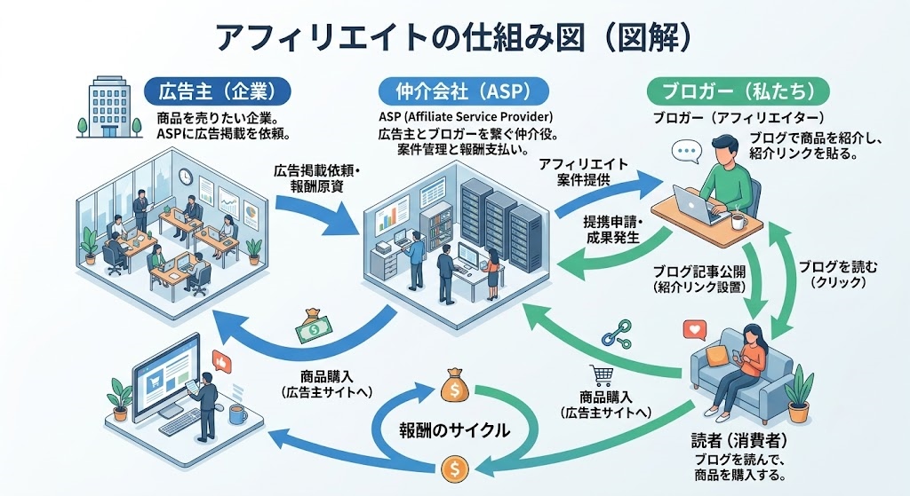 アフィリエイトの仕組み図