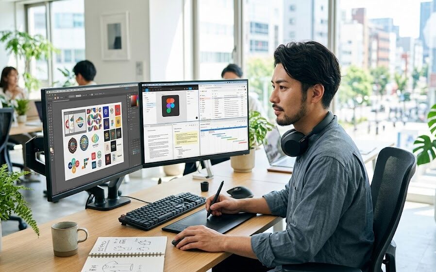 作業を進めるクリエイターの姿
