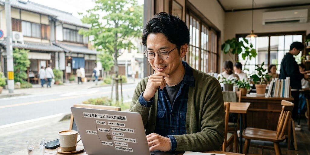 オシャレなカフェでノートパソコン