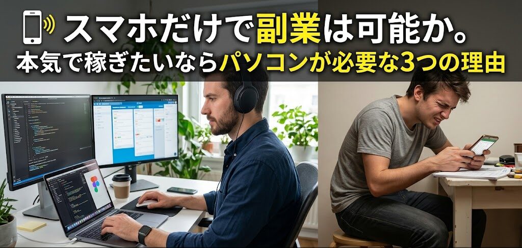 男性を対比させた実写画像